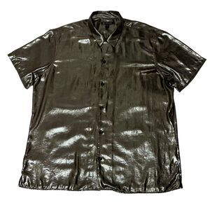 Men's Inc Shirt XXL Metallic Shiny Short Sleeve Gray Lightweight